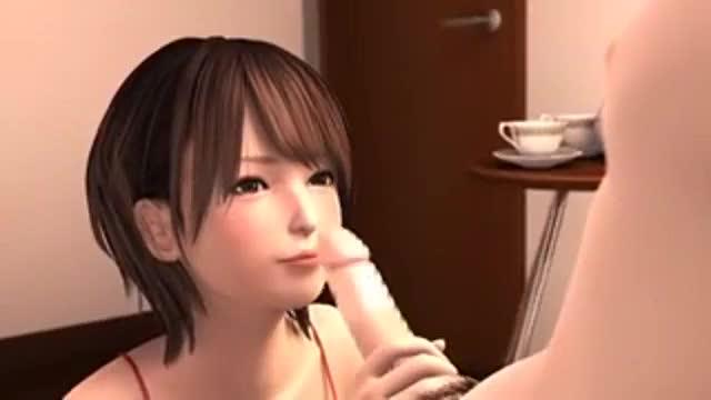 Cute girl blowjob 3d